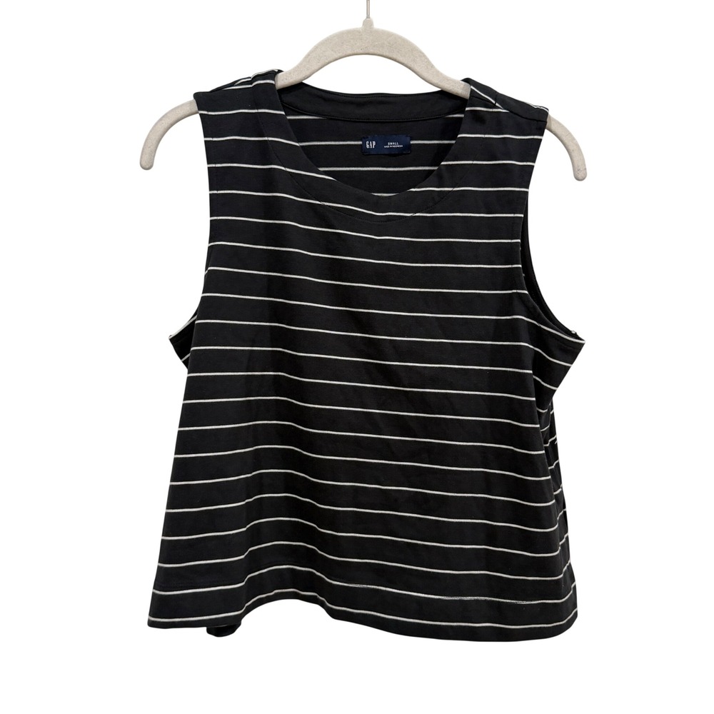 Gap Navy White Striped Sleeveless Muscle Tee Crop Top 741726-00-1‎ women Small
